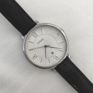 Fossil Silver Jacqueline Watch w/Black and Brown Straps